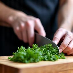 Chef preparing fresh herbs